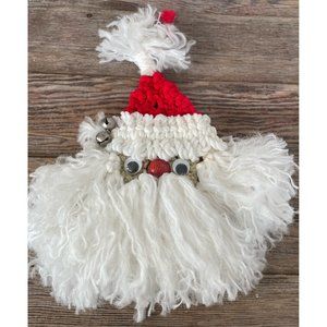 Vintage 1970s Macrame' Santa Clause Face Wall Hanging